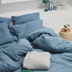 Housses De Couette 100% Gaze De Coton - Bleu