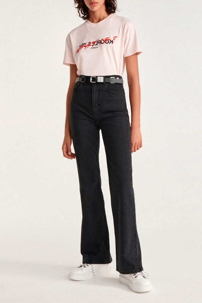The Kooples - T-Shirt Rose Coton Imprimé What Is - Femme