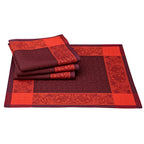 Le Jacquard Francais - 4 Serviettes - Ottomane - Burgundy - Lin