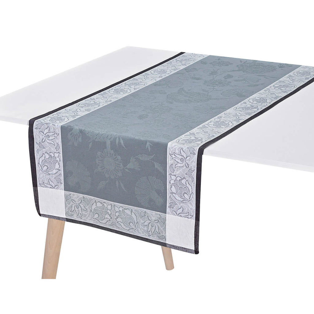 Le Jacquard Francais - Chemin De Table - Ottomane - Ardoise - Lin