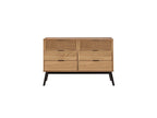 Albi - Commode 6 Tiroirs - Bois Massif Et Rotin