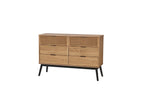 Albi - Commode 6 Tiroirs - Bois Massif Et Rotin