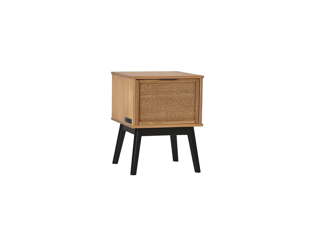 Albi - Table De Chevet - Bois Massif Et Rotin
