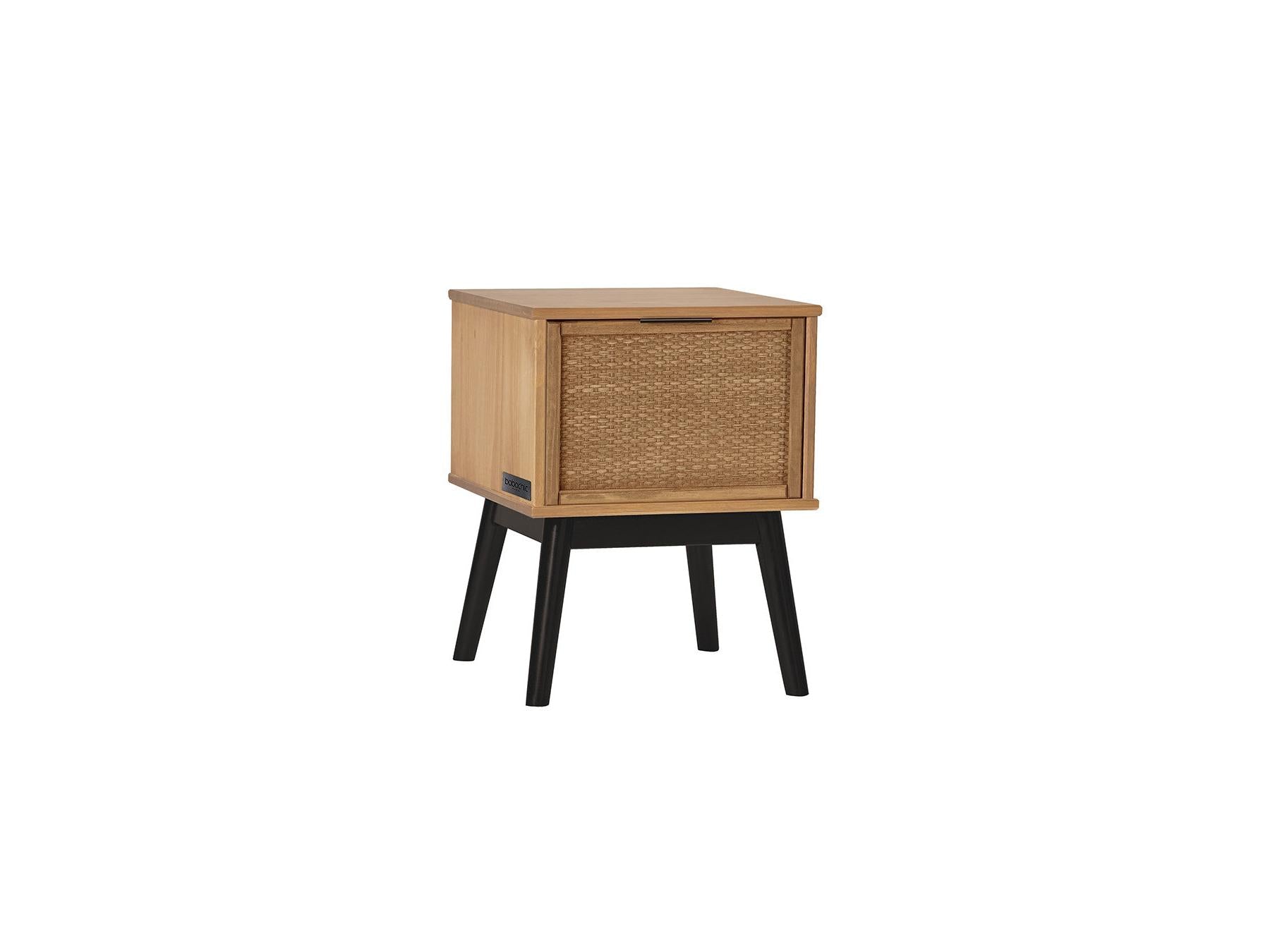 Albi - Table De Chevet - Bois Massif Et Rotin