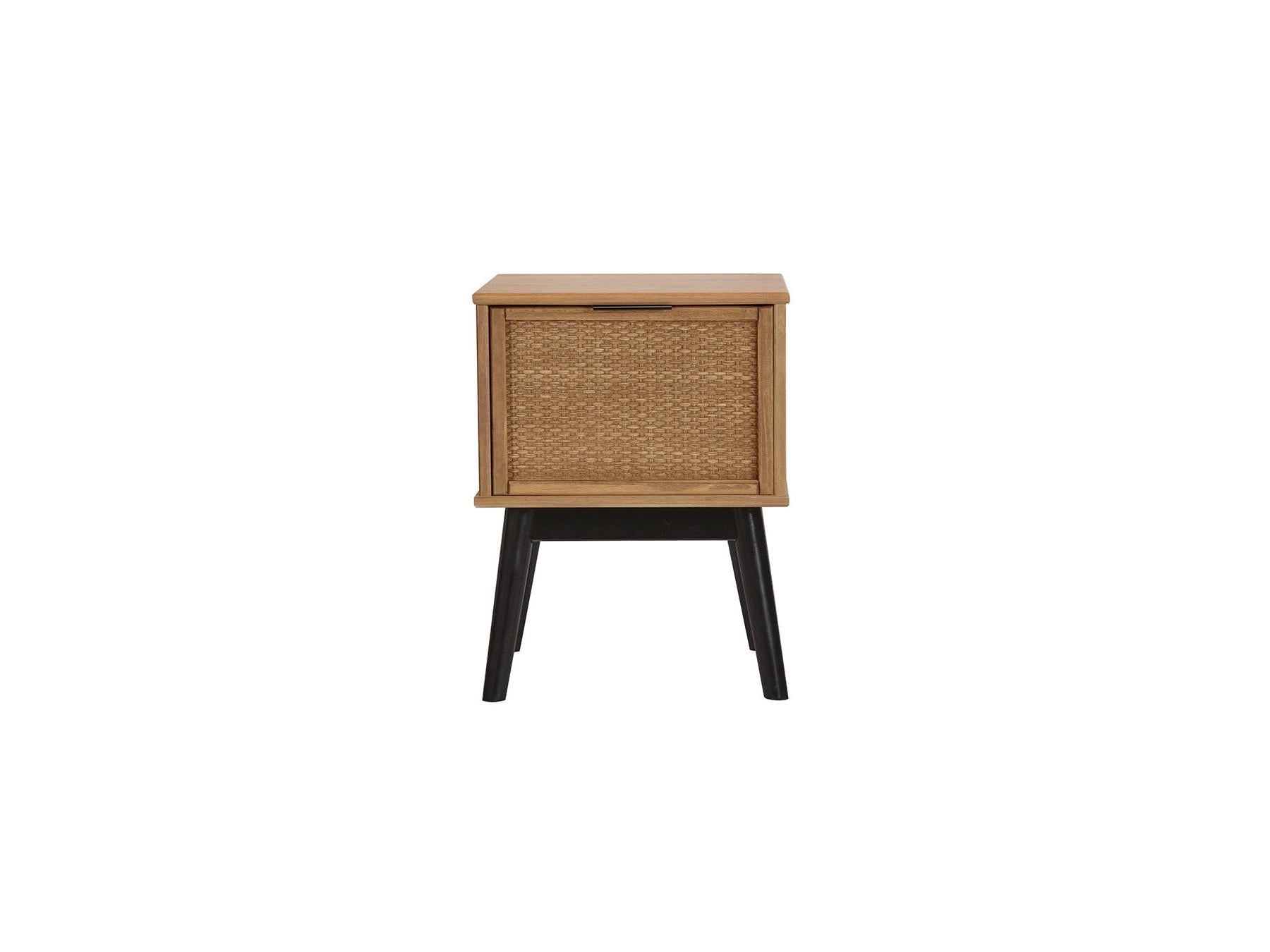 Albi - Table De Chevet - Bois Massif Et Rotin