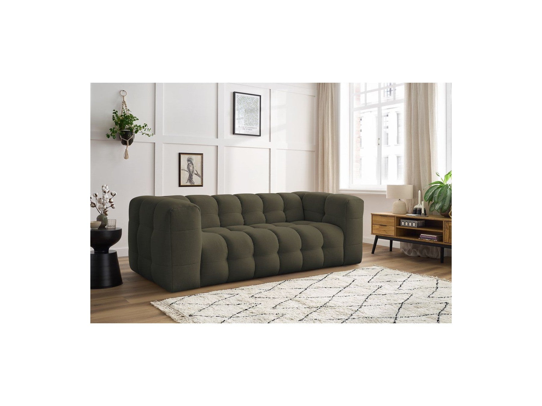 Cloud - Canapé Droit Fixe 3 Places - Tissu Lisse