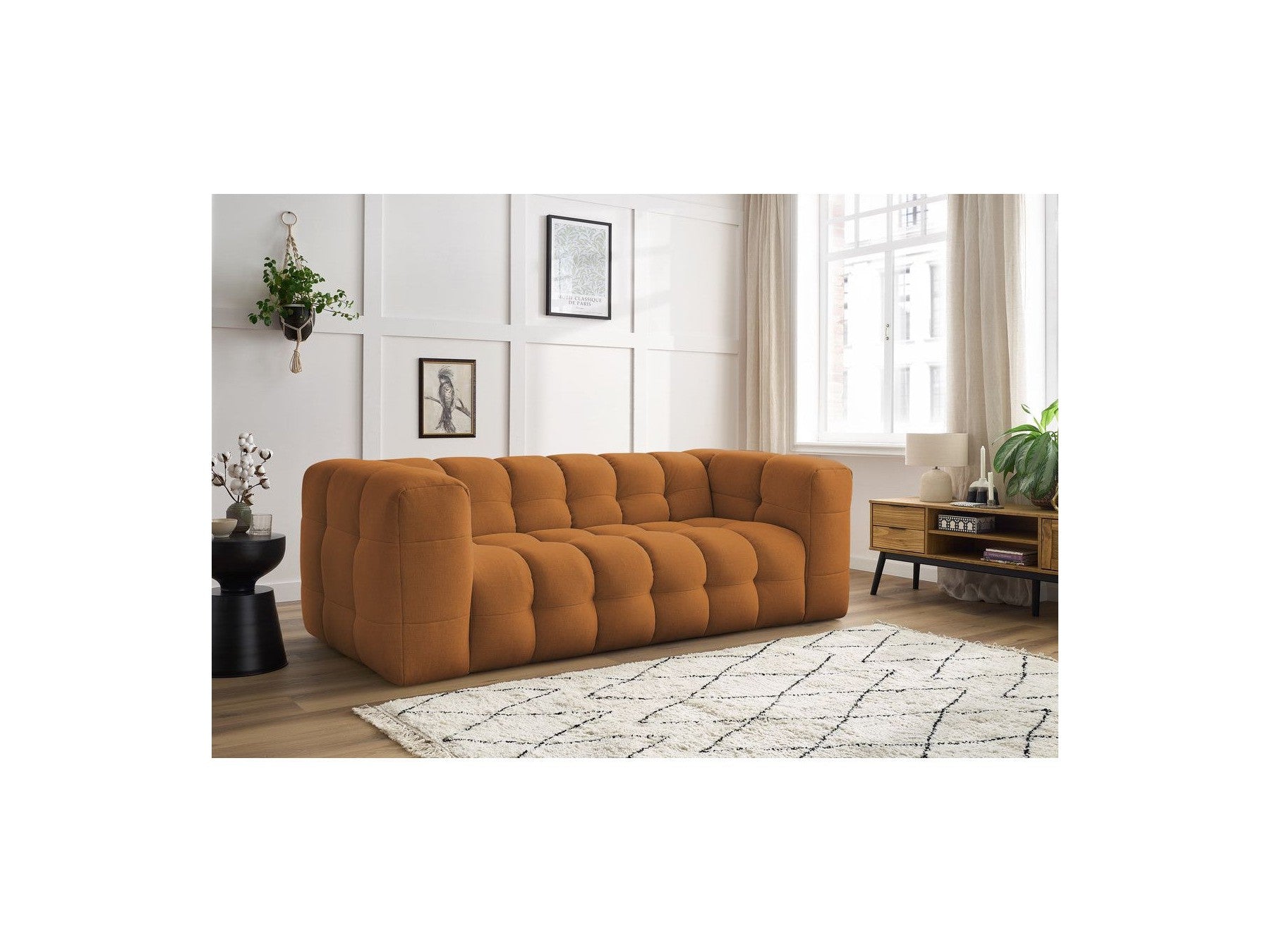 Cloud - Canapé Droit Fixe 3 Places - Tissu Lisse