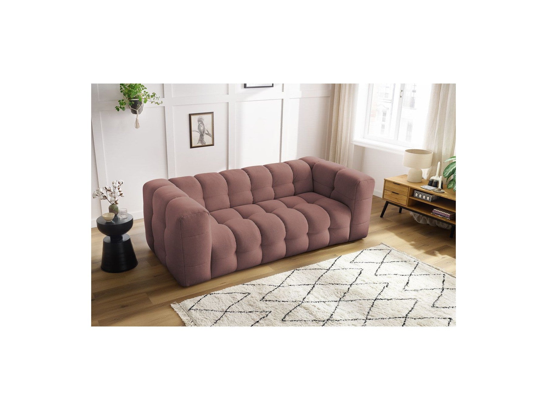 Cloud - Canapé Droit Fixe 3 Places - Tissu Lisse