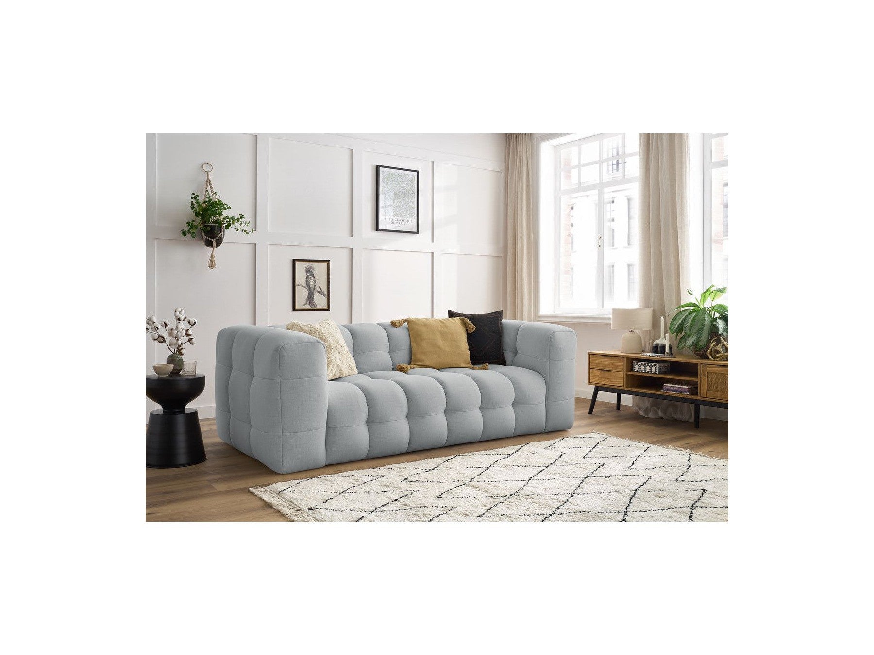 Cloud - Canapé Droit Fixe 3 Places - Tissu Lisse