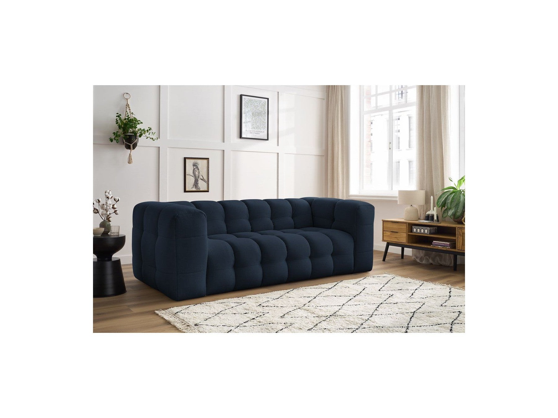 Cloud - Canapé Droit Fixe 3 Places - Tissu Lisse