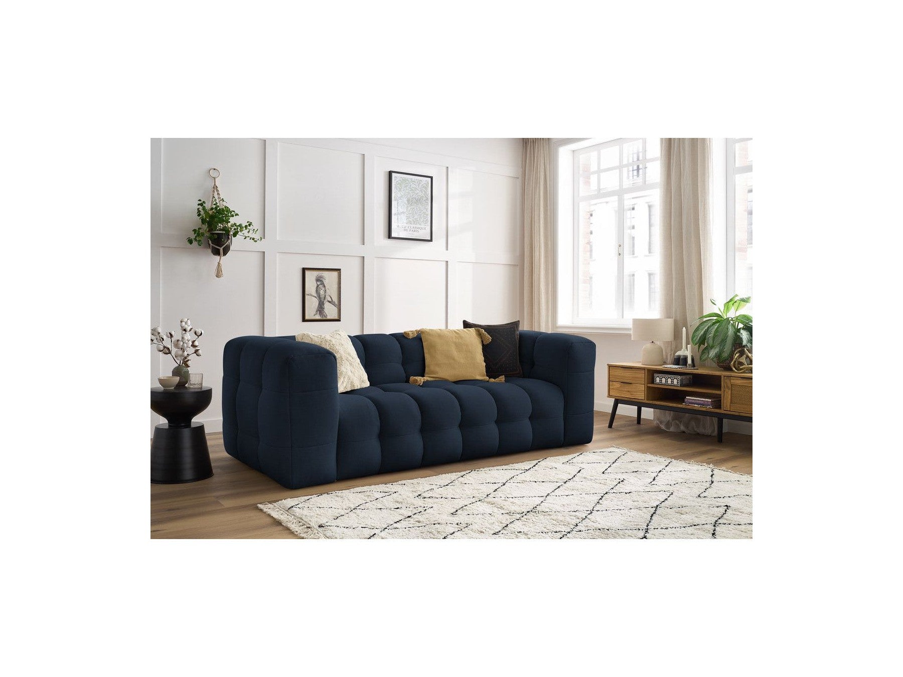 Cloud - Canapé Droit Fixe 3 Places - Tissu Lisse