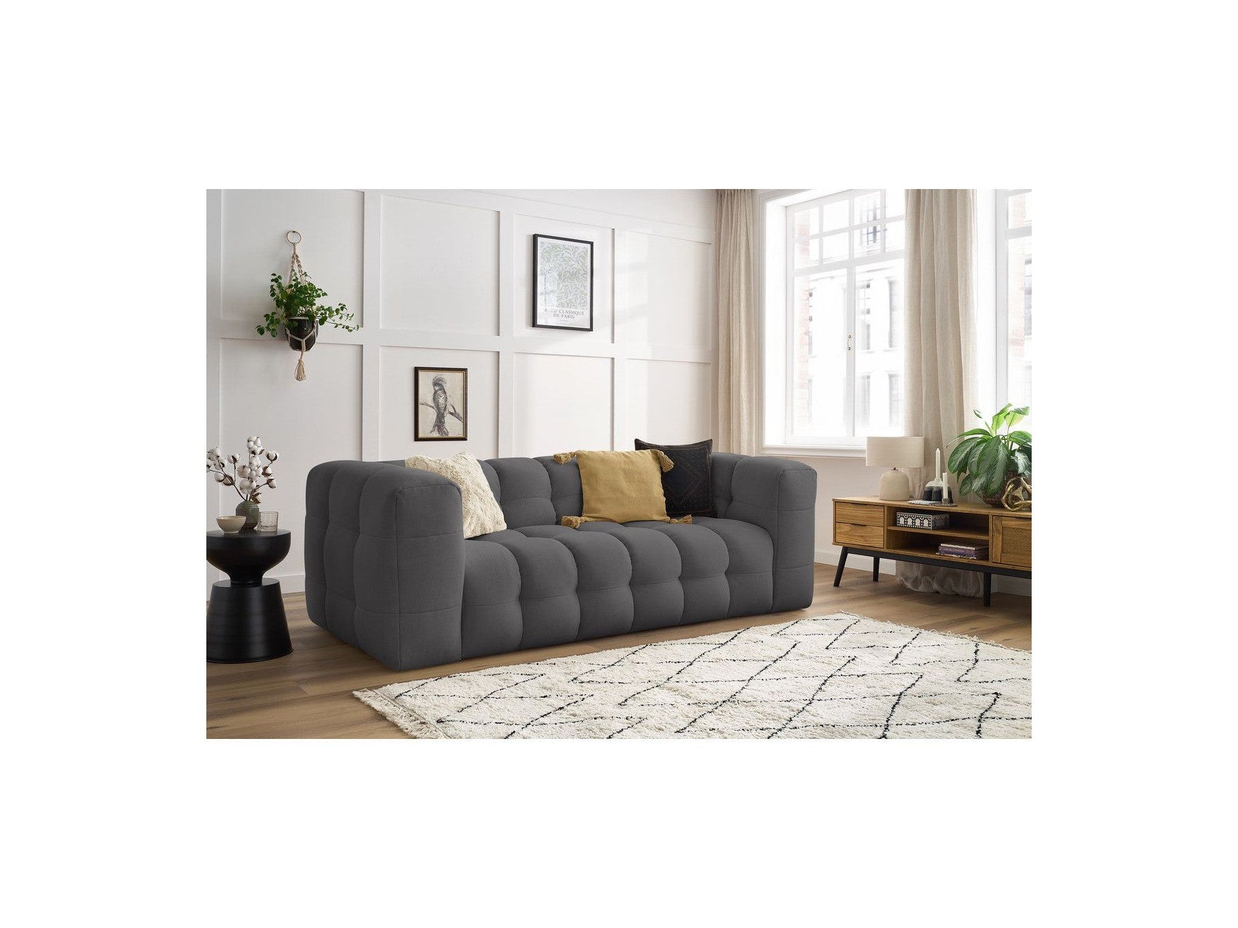 Cloud - Canapé Droit Fixe 3 Places - Tissu Lisse