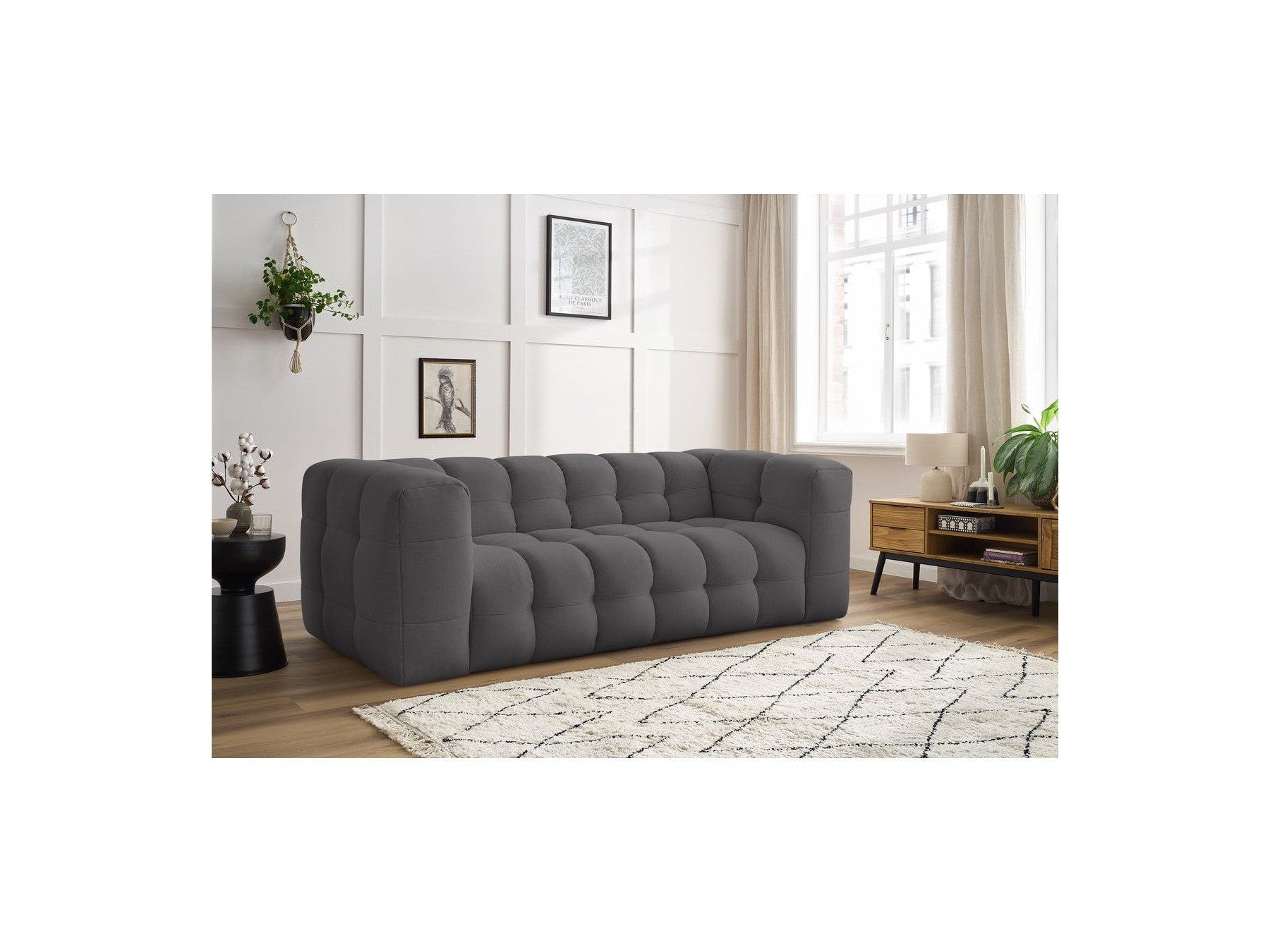 Cloud - Canapé Droit Fixe 3 Places - Tissu Lisse