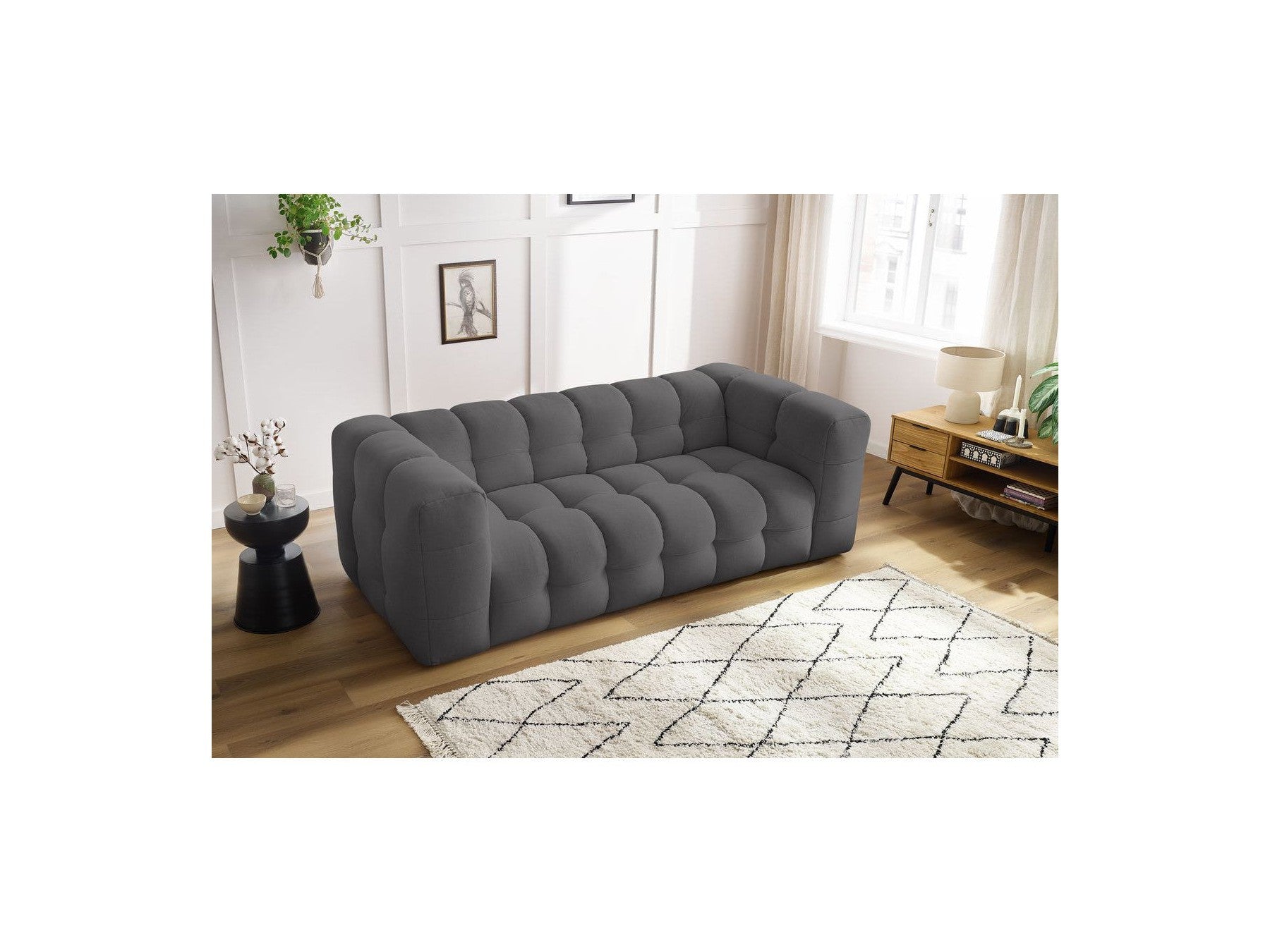 Cloud - Canapé Droit Fixe 3 Places - Tissu Lisse