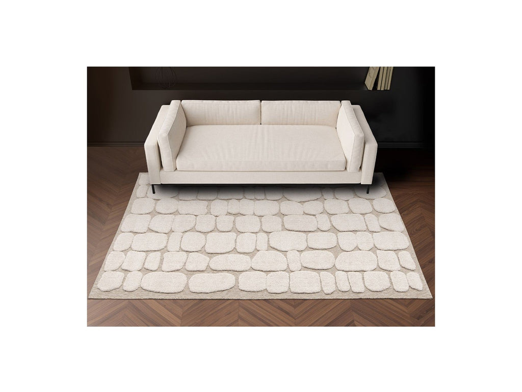 Roku - Tapis Poils Ras - Motif Abstrait - Beige