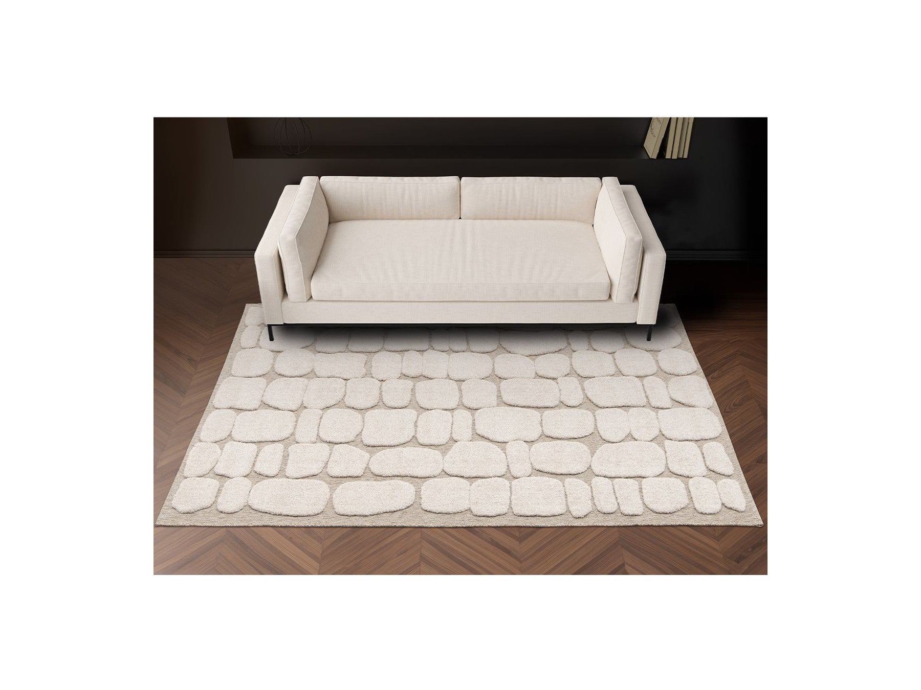Roku - Tapis Poils Ras - Motif Abstrait - Beige