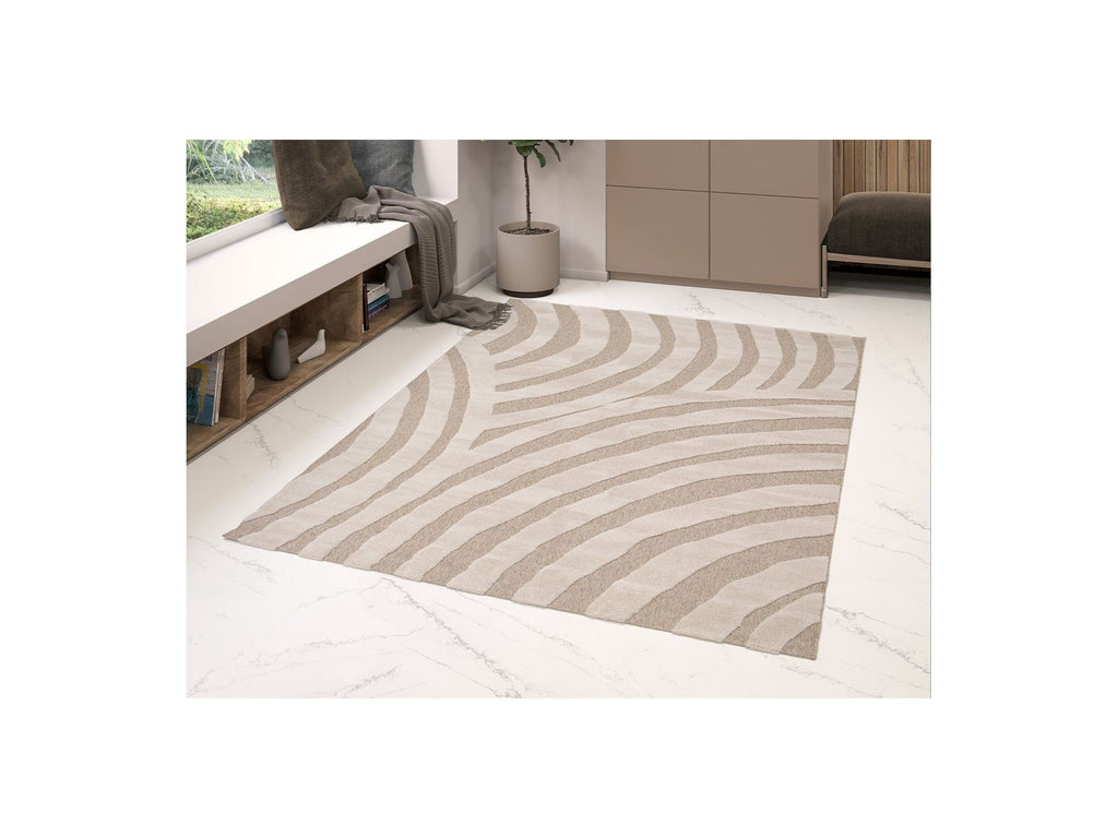 Vilma - Tapis Poils Ras - Motif Abstrait - Beige