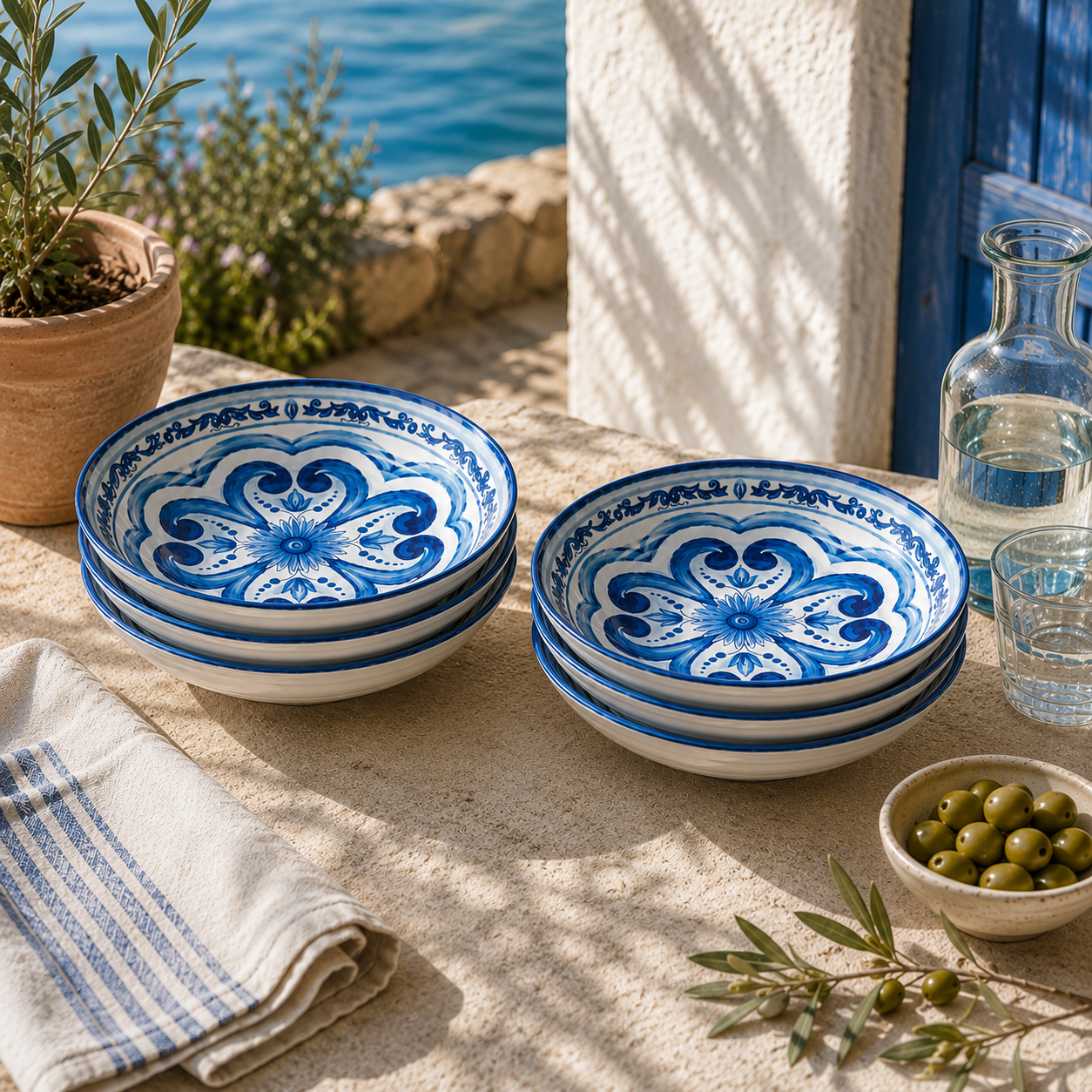 Lot De 6 Assiettes Creuses "Blues"
