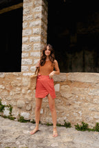 Jupe Élisa Lin Viscose Terracotta