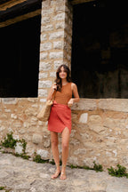 Jupe Élisa Lin Viscose Terracotta