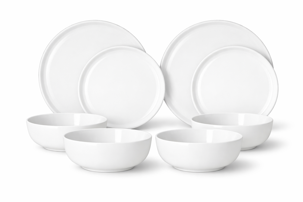 Service De Table En Porcelaine 12 Pièces - Moon - Blanc