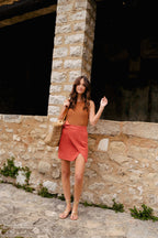 Jupe Élisa Lin Viscose Terracotta