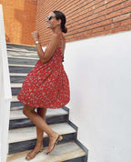 Robe Adèle Rouge Fleuri