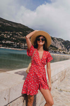 Robe Joséphine Rouge Fleuri