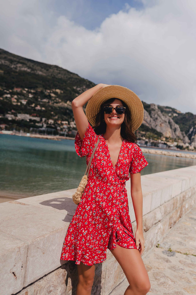 Robe Joséphine Rouge Fleuri