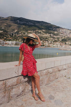 Robe Joséphine Rouge Fleuri