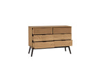 Albi - Commode 6 Tiroirs - Bois Massif Et Rotin
