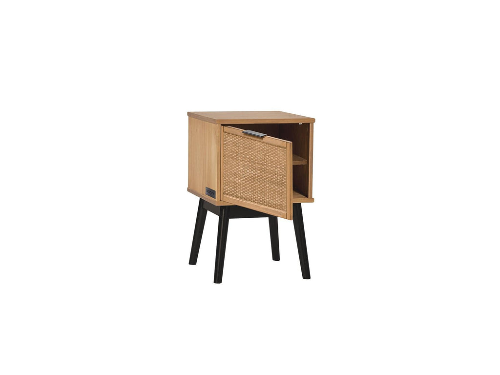Albi - Table De Chevet - Bois Massif Et Rotin