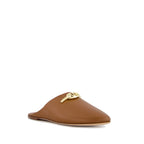 Mules Valentino Garavani Vlogo Signature Leather - Brown - Femme
