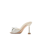 Mules - Miu Miu Leather Crystals - Silver