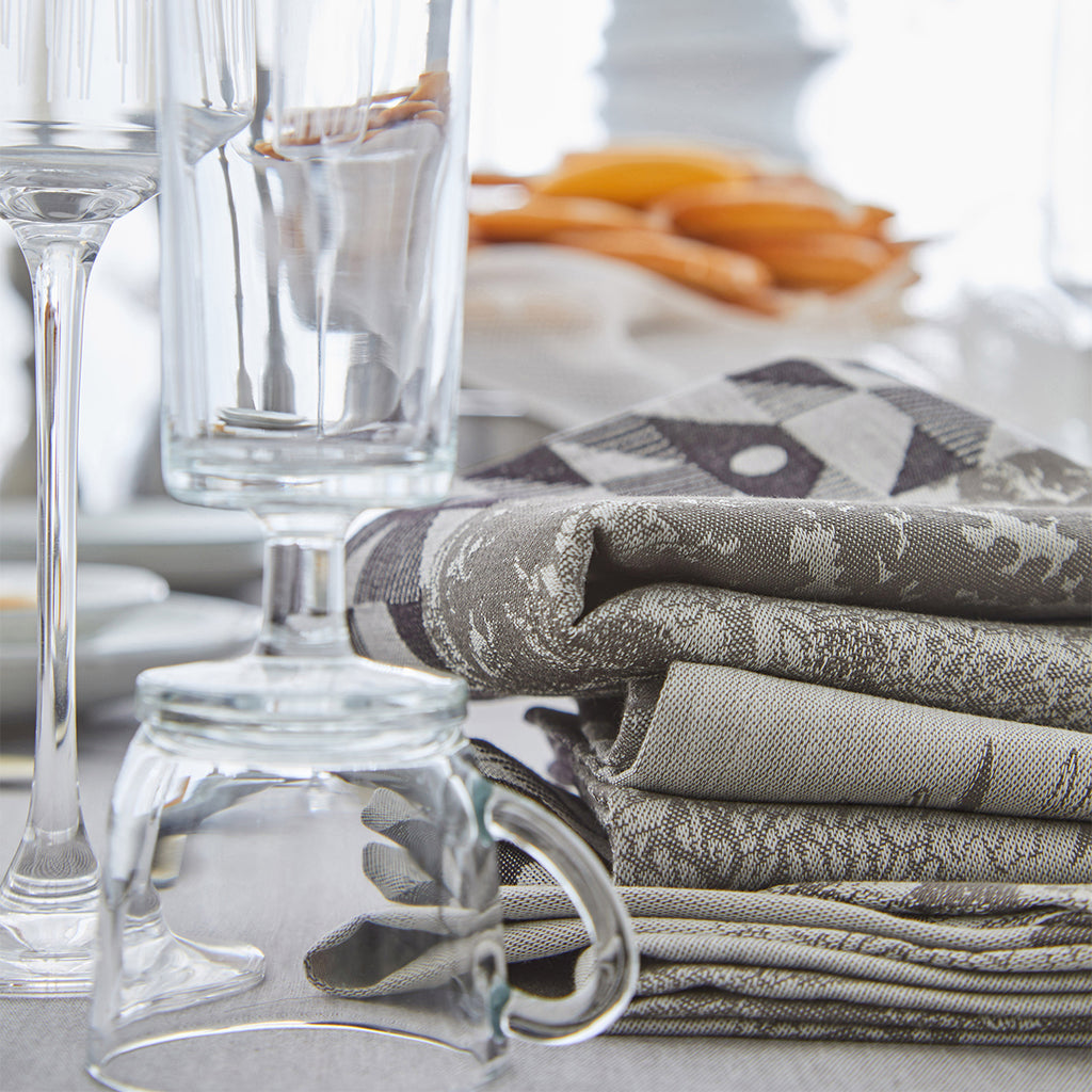 Le Jacquard Francais - 4 Serviettes - Foret Enchantee - Argent - Coton