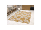 Suzy - Tapis Poils Courts - Motif Fleur - Jaune
