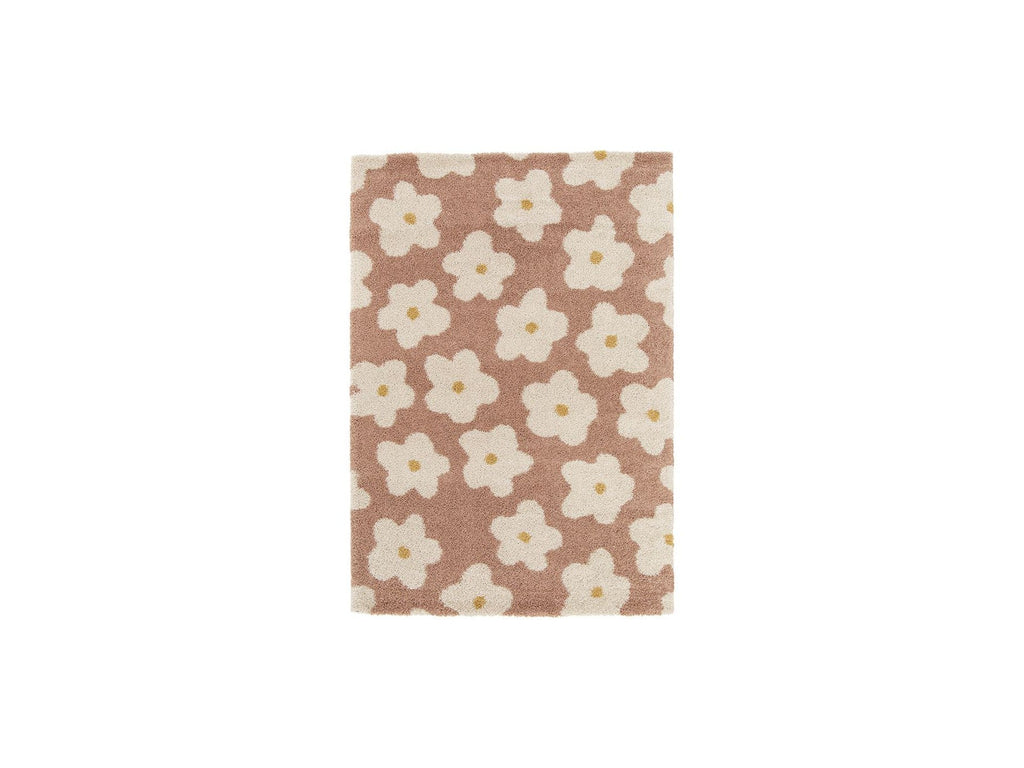 Suzy - Tapis Poils Courts - Motif Fleur - Rose