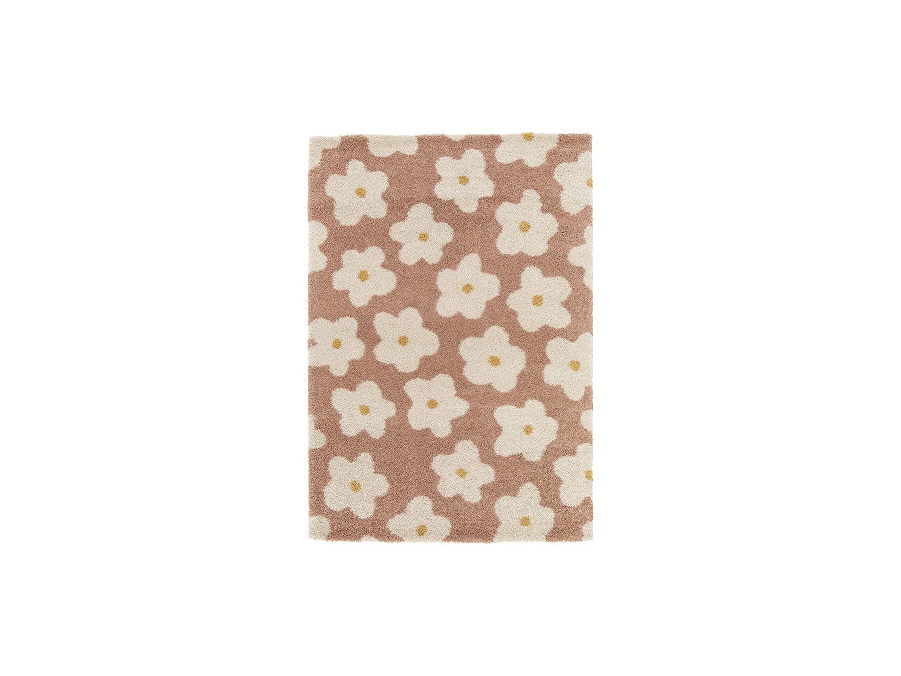 Suzy - Tapis Poils Courts - Motif Fleur - Rose