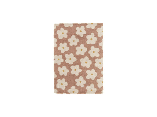 Suzy - Tapis Poils Courts - Motif Fleur - Rose