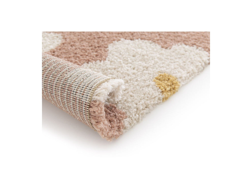 Suzy - Tapis Poils Courts - Motif Fleur - Rose