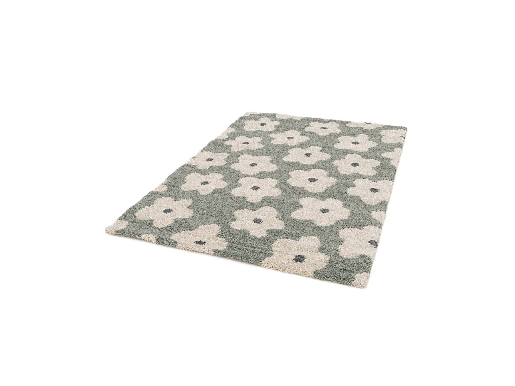 Suzy - Tapis Poils Courts - Motif Fleur - Bleu