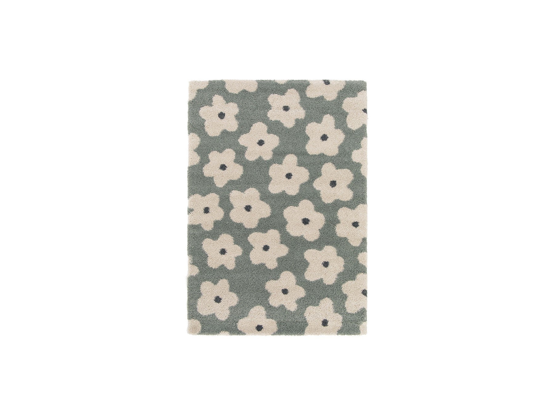 Suzy - Tapis Poils Courts - Motif Fleur - Bleu
