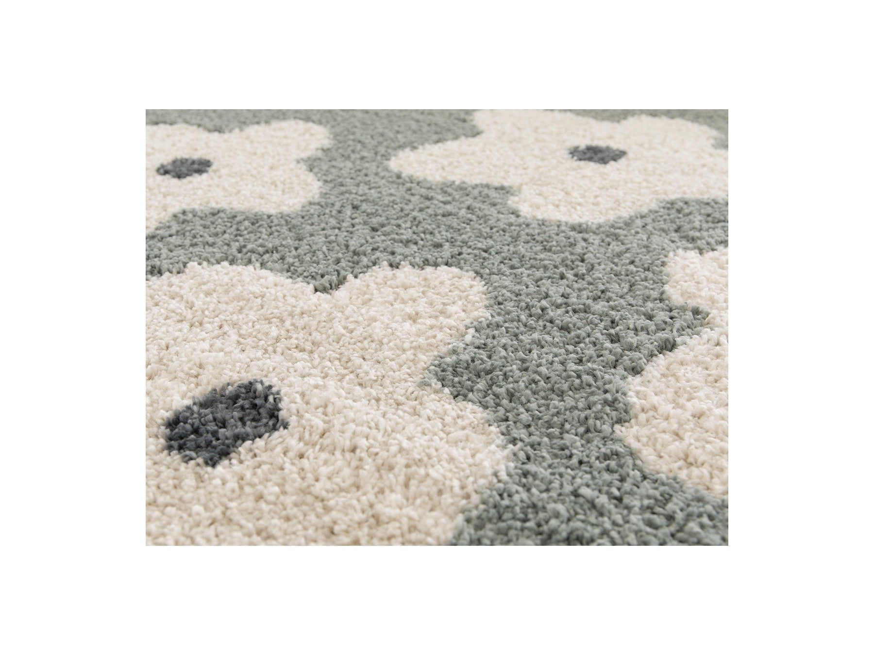 Suzy - Tapis Poils Courts - Motif Fleur - Bleu