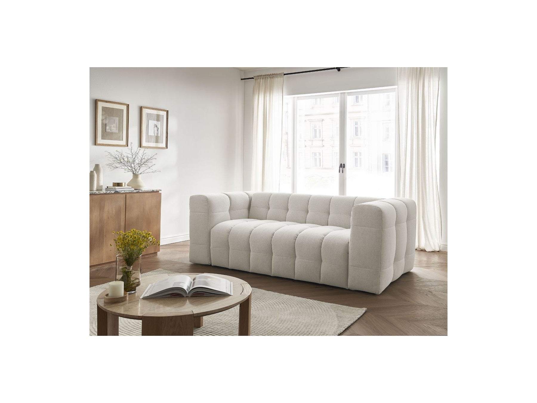Cloud - Canapé Droit Convertible 3 Places - Tissu Lisse