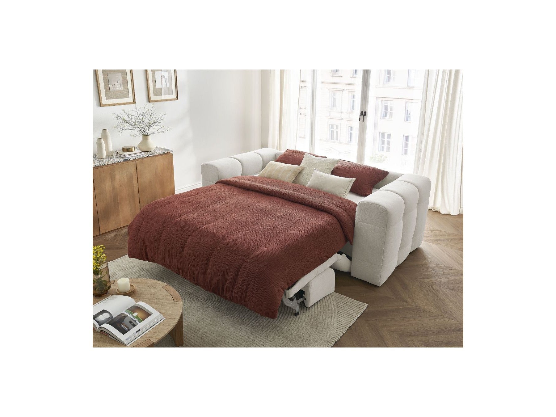 Cloud - Canapé Droit Convertible 3 Places - Tissu Lisse