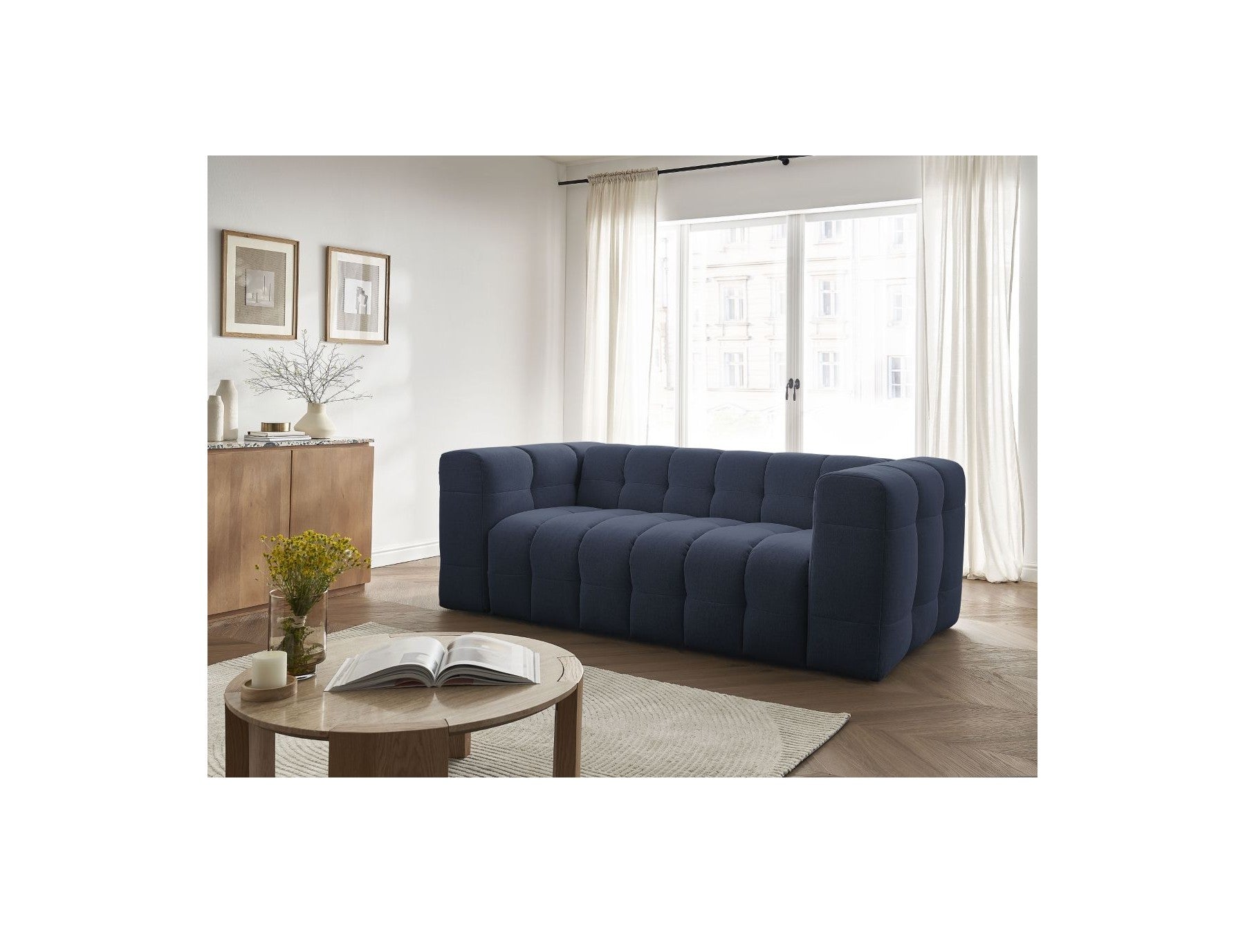 Cloud - Canapé Droit Convertible 3 Places - Tissu Lisse