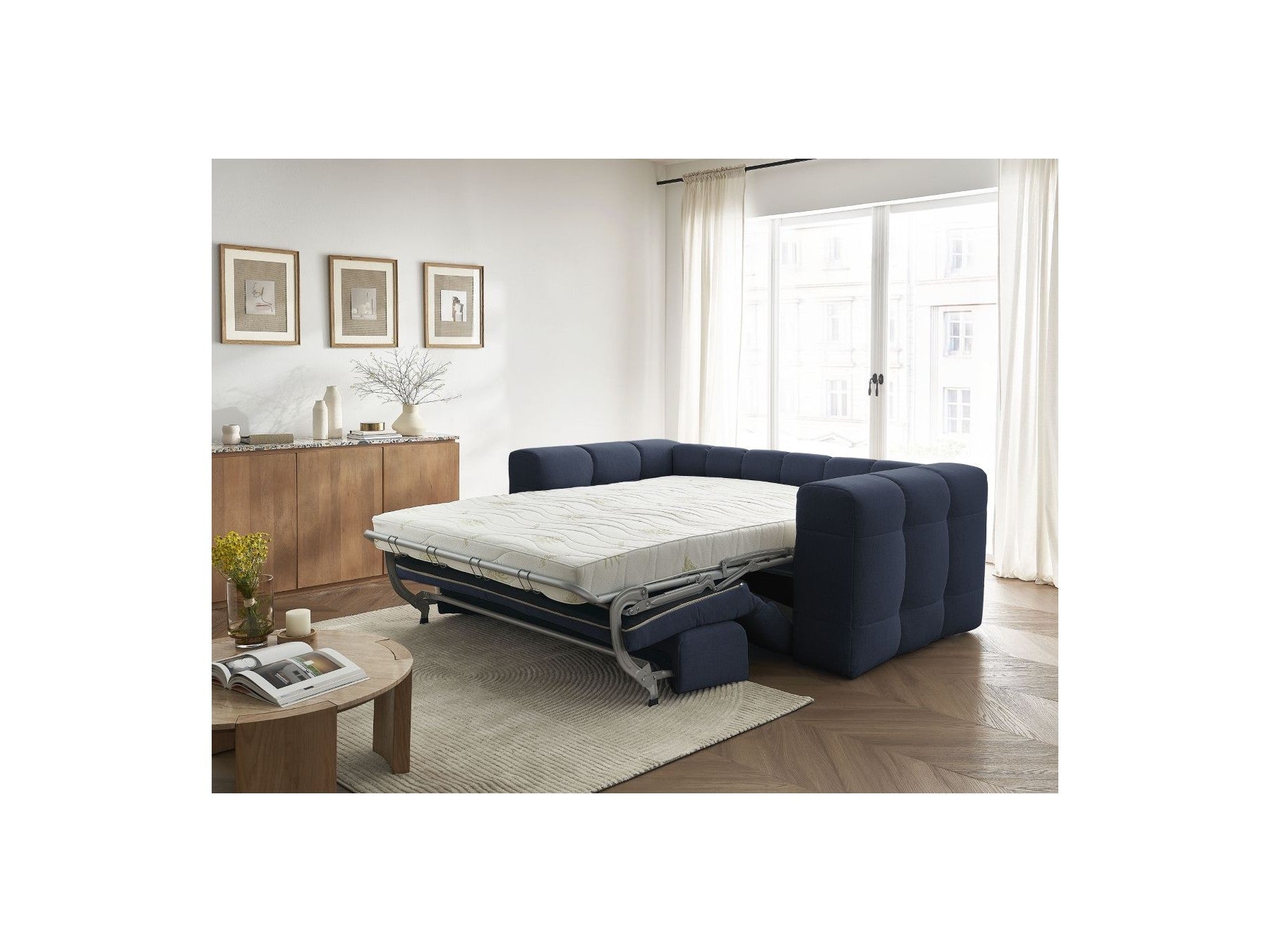 Cloud - Canapé Droit Convertible 3 Places - Tissu Lisse