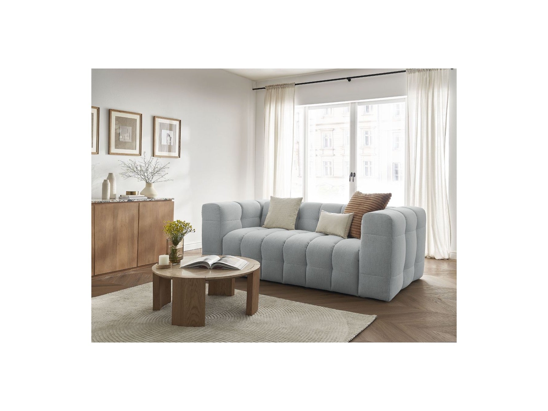 Cloud - Canapé Droit Convertible 3 Places - Tissu Lisse