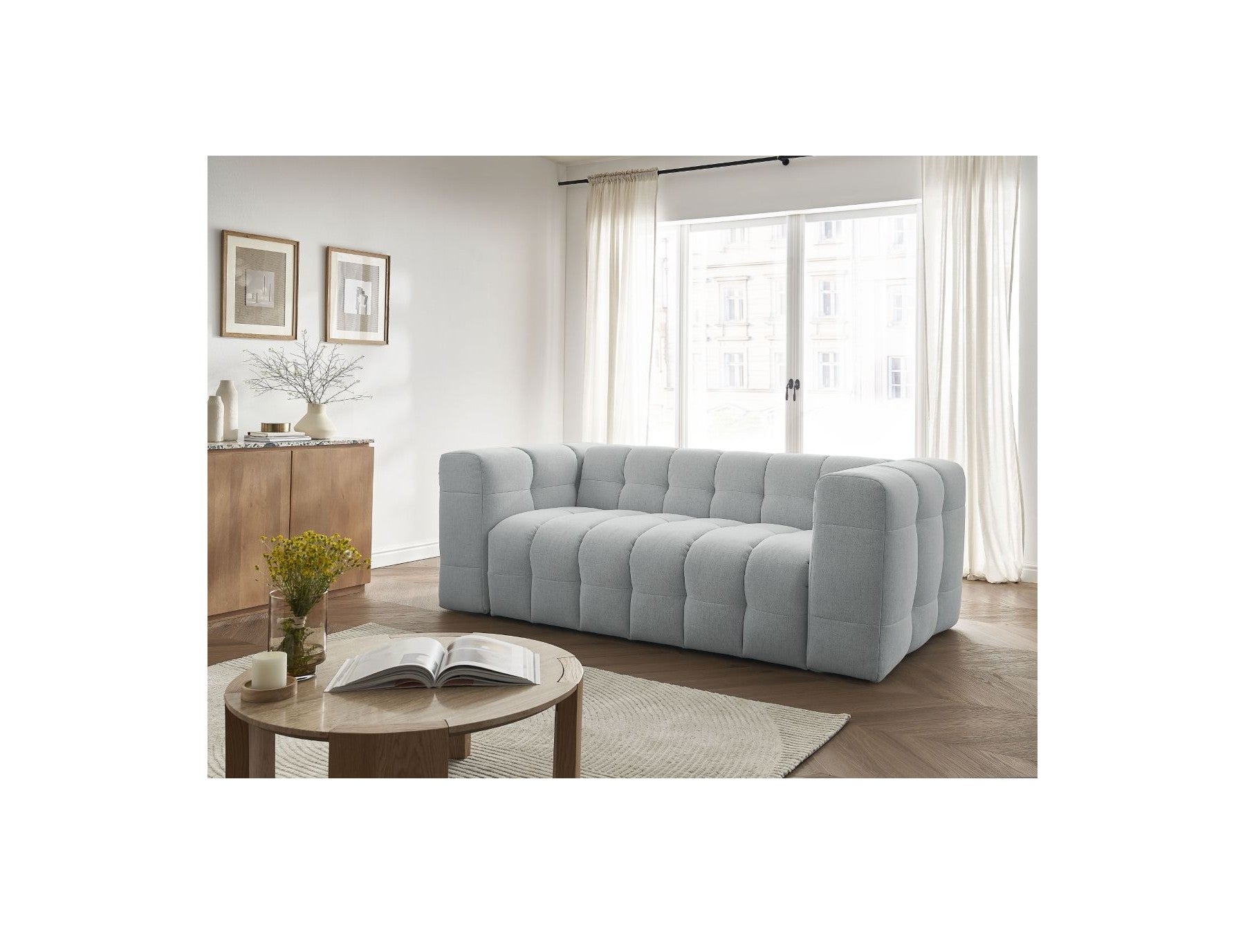 Cloud - Canapé Droit Convertible 3 Places - Tissu Lisse