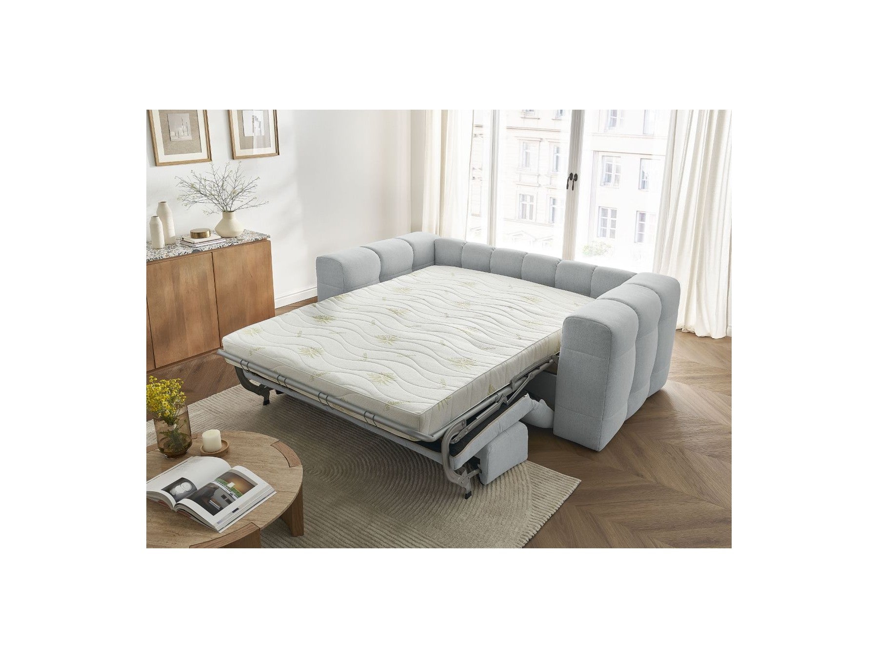 Cloud - Canapé Droit Convertible 3 Places - Tissu Lisse